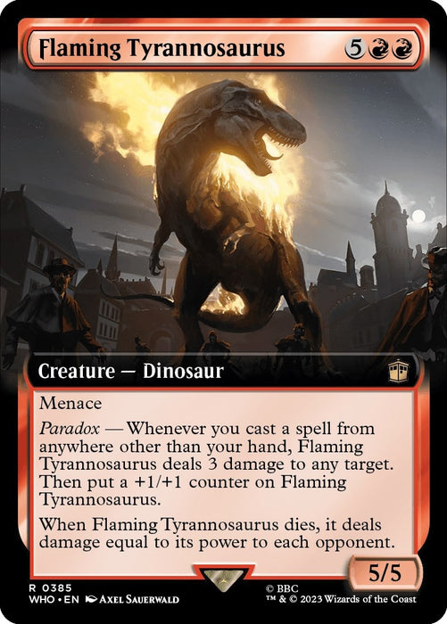 Flaming Tyrannosaurus (Extended Art) (385) [WHO] Foil